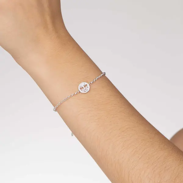 Pulseira Prata Leve Elos Portugueses Árvore da Vida P