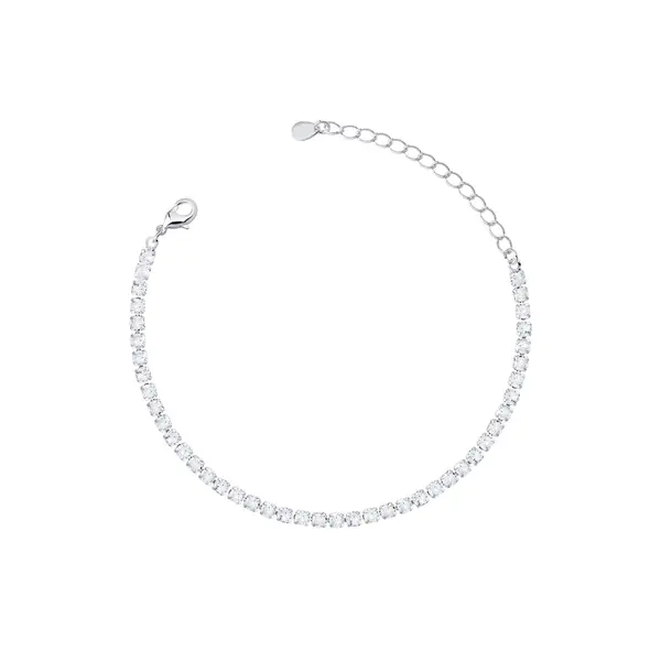 Pulseira Prata Leve Riviera Zircônias Grandes Brancas