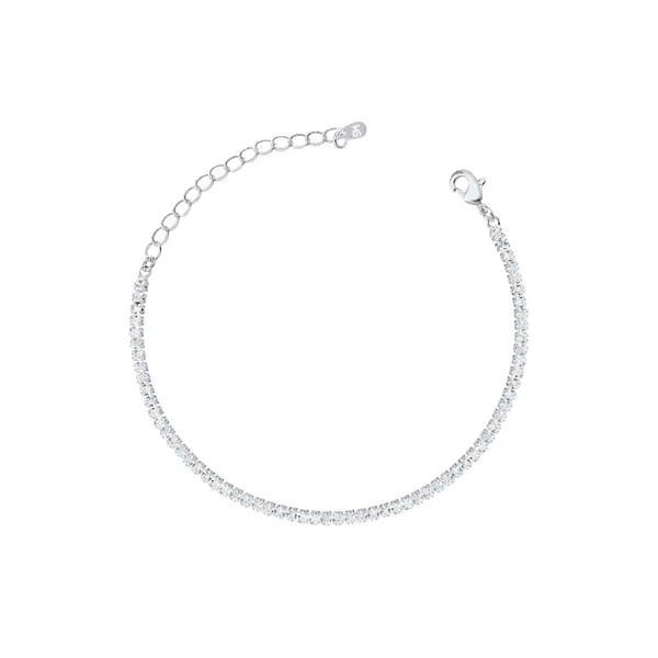 Pulseira Prata Leve Riviera Zircônias Retangulares PP