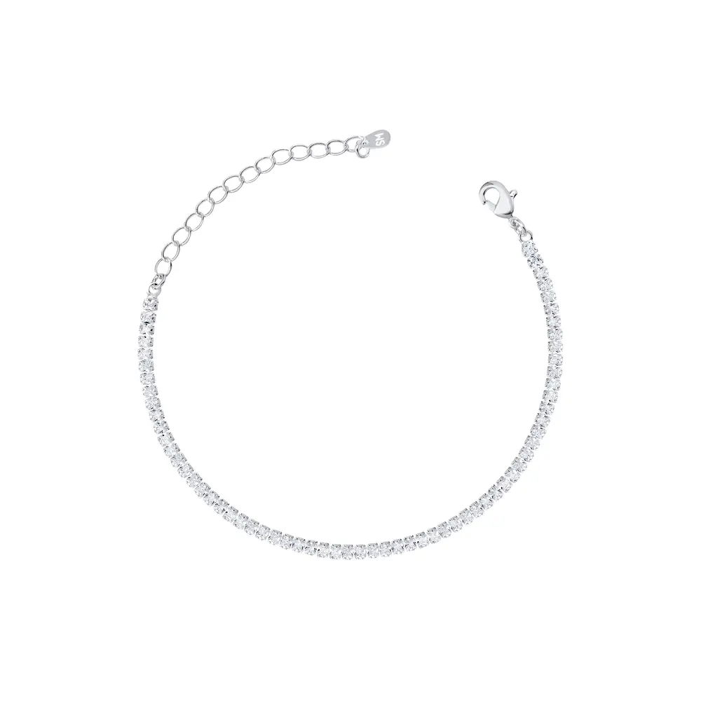 Pulseira Prata Leve Riviera Zircônias Retangulares PP