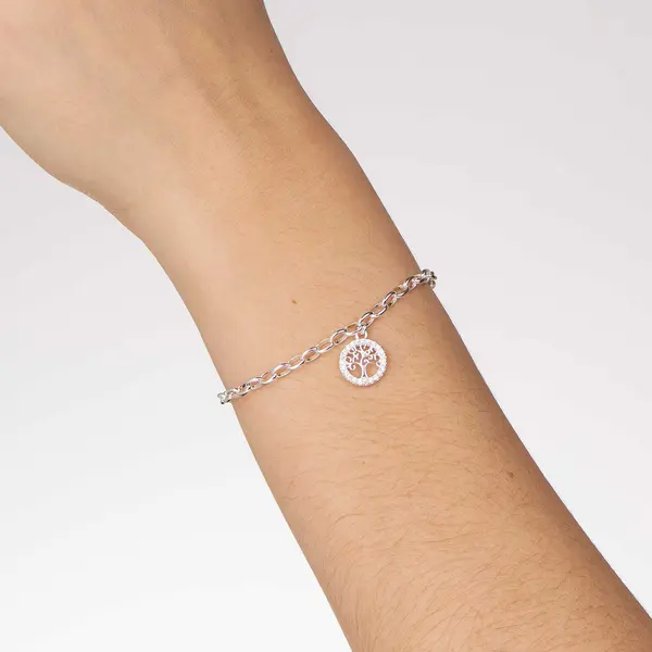 Pulseira Prata Leve Elos Portugueses Árvore da Vida
