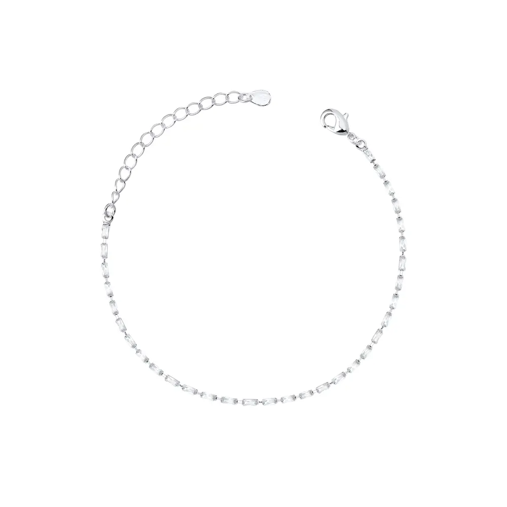 Pulseira Prata Leve Riviera Zircônias Finas Brancas