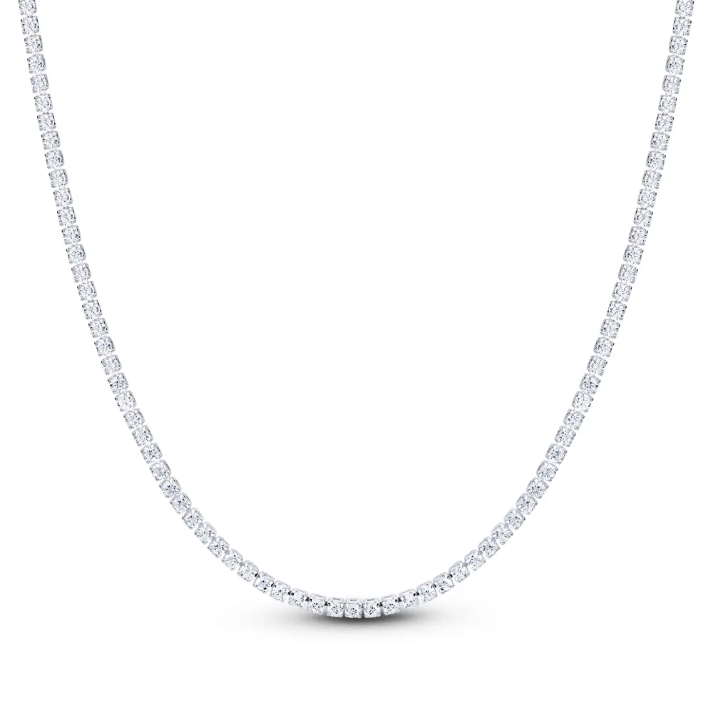 Choker Prata Leve Riviera Zircônias Quadradas PP Brancas