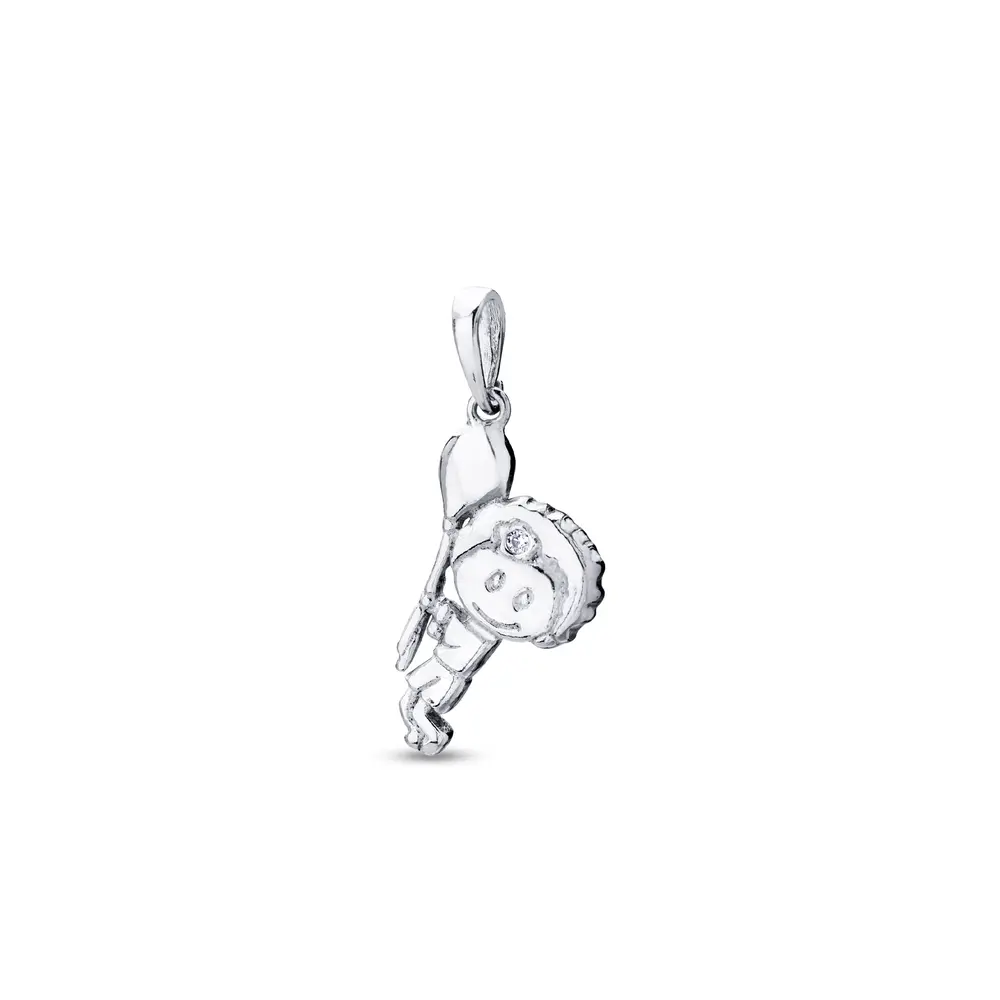 Pingente Prata Menina Balão Zircônia