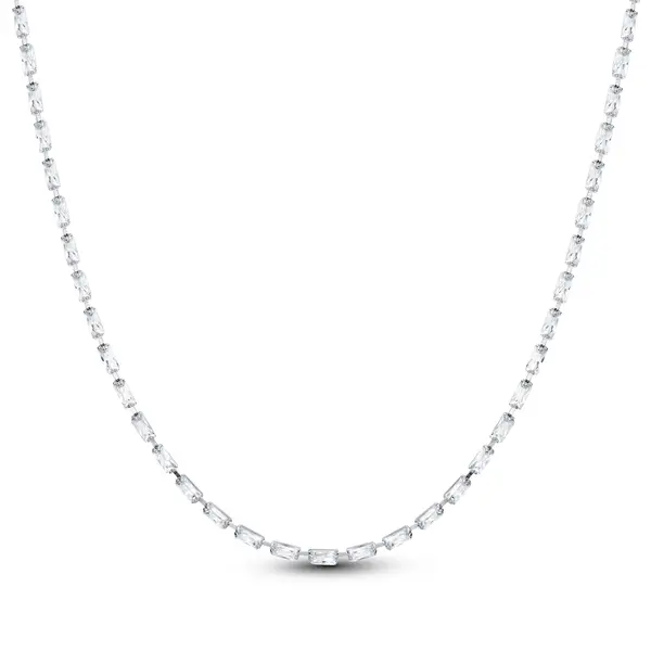 Choker Prata Leve Riviera Zircônias Retangulares Finas