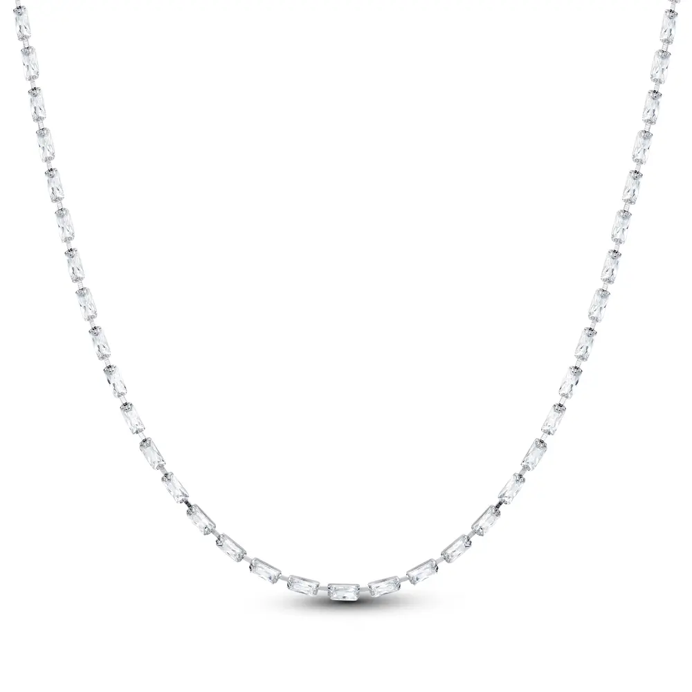 Choker Prata Leve Riviera Zircônias Retangulares Finas