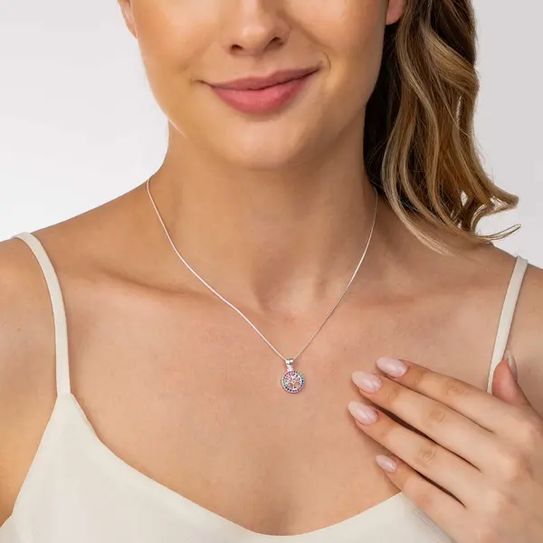 Gargantilha Prata Leve Árvore da Vida Colorida PP