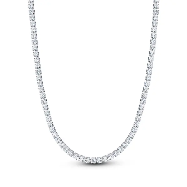 Choker Prata Leve Riviera Zircônias Quadradas Médias Brancas