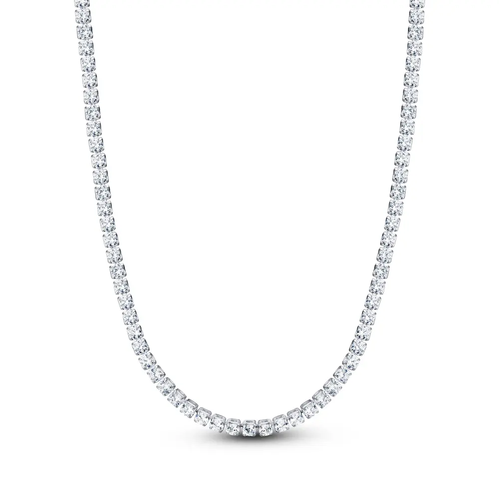 Choker Prata Leve Riviera Zircônias Quadradas Médias Brancas