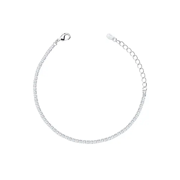 Pulseira Prata Leve Riviera Zircônias Quadradas PP Brancas