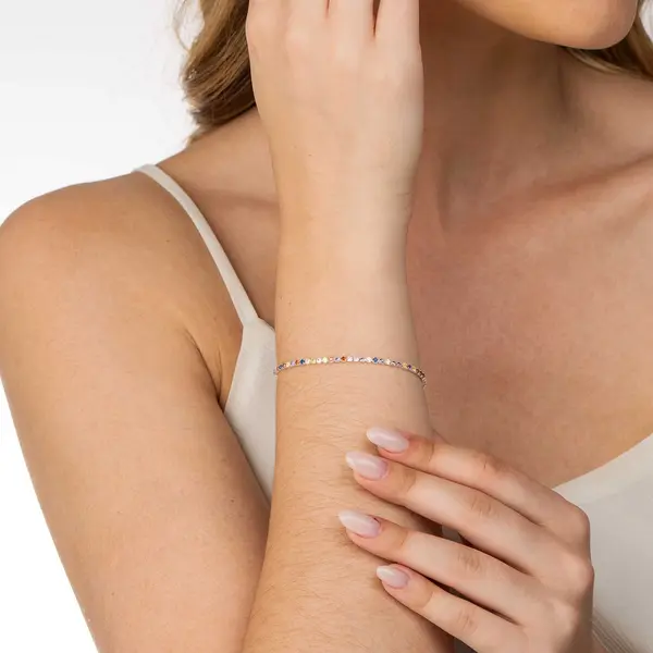 Pulseira Prata Leve Riviera Zircônias Quadradas PP Coloridas