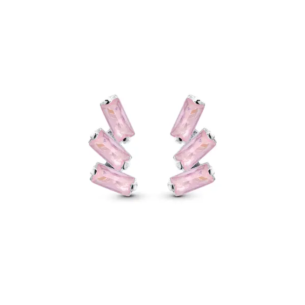 Brinco Prata com Três Zircônias Retangulares