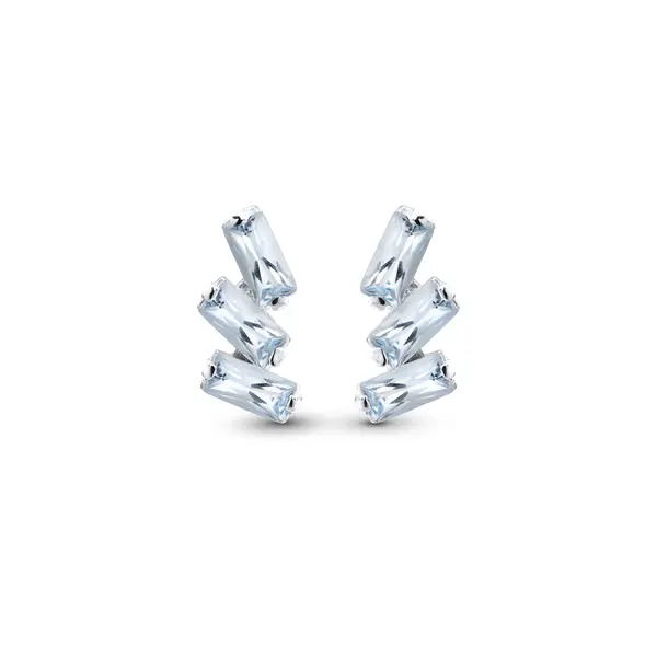 Brinco Prata com Três Zircônias Retangulares