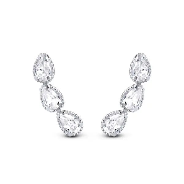 Brinco Prata com Três Zircônias Gotas