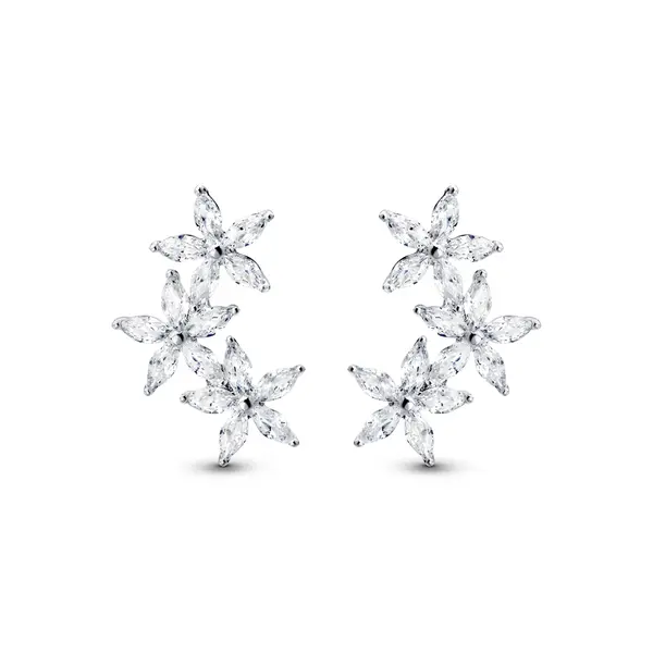 Brinco Prata Leve Flores em Zircônia