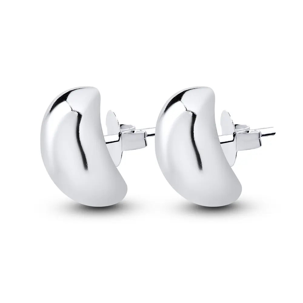 Brinco Prata Meia Argola Lisa