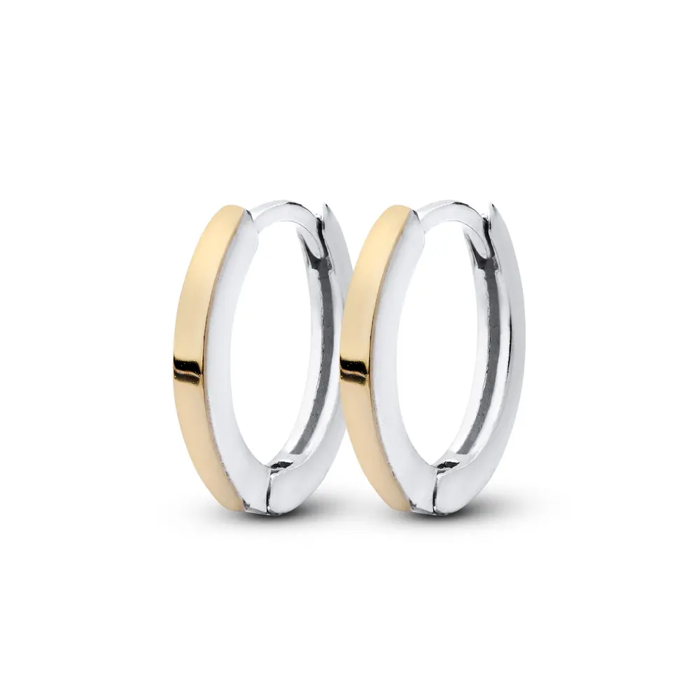 Brinco Prata Argola com Filete em Ouro 10K