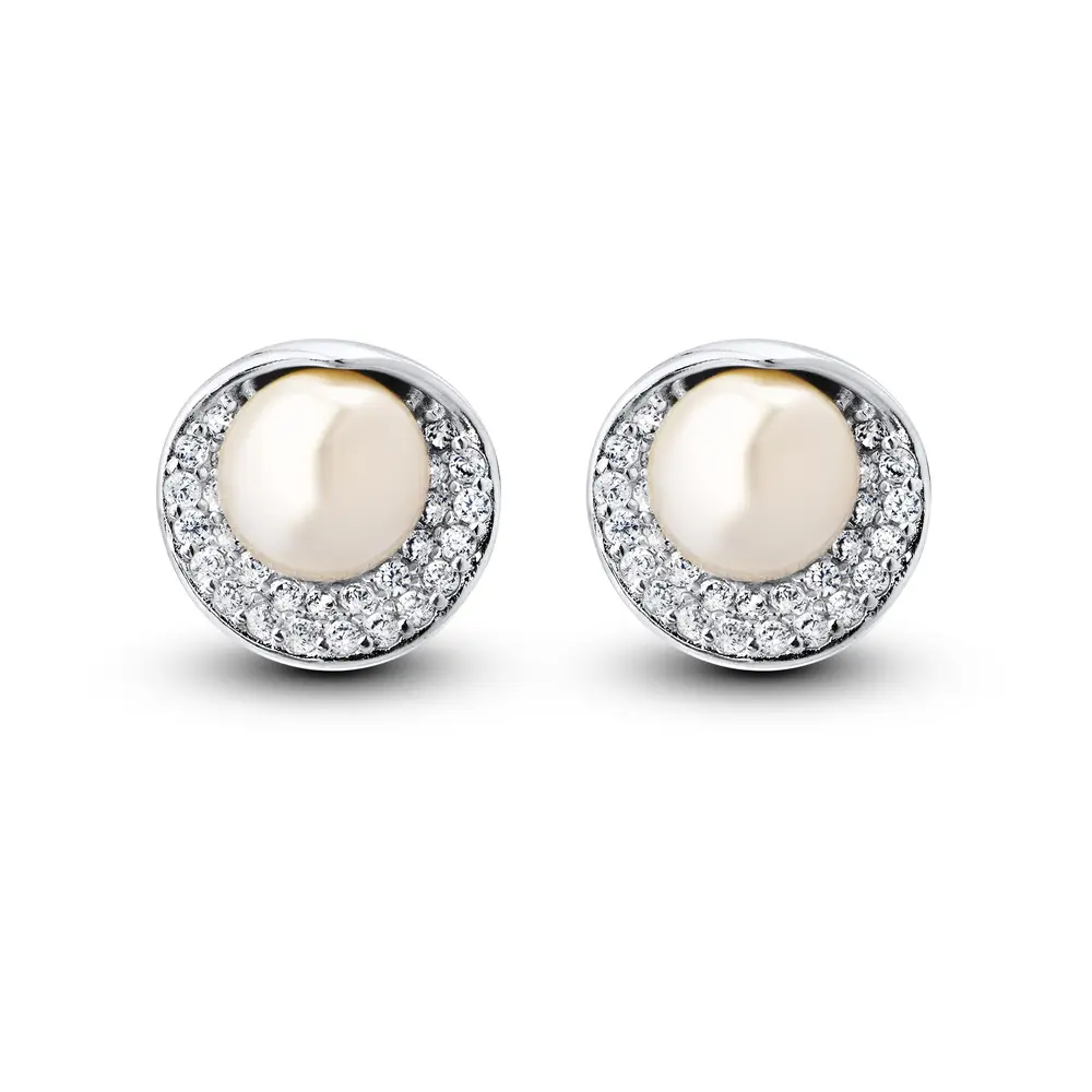 Brinco Prata Leve Concha com Pérola