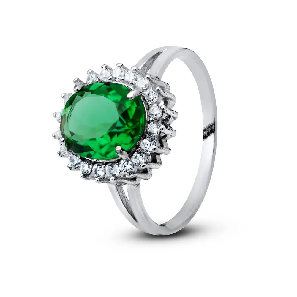 Anel Prata Princesa Pedra Alta