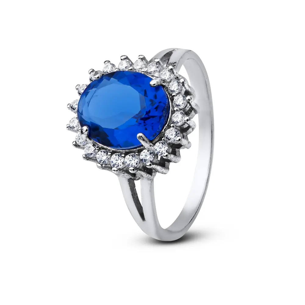 Anel Prata Princesa Pedra Alta