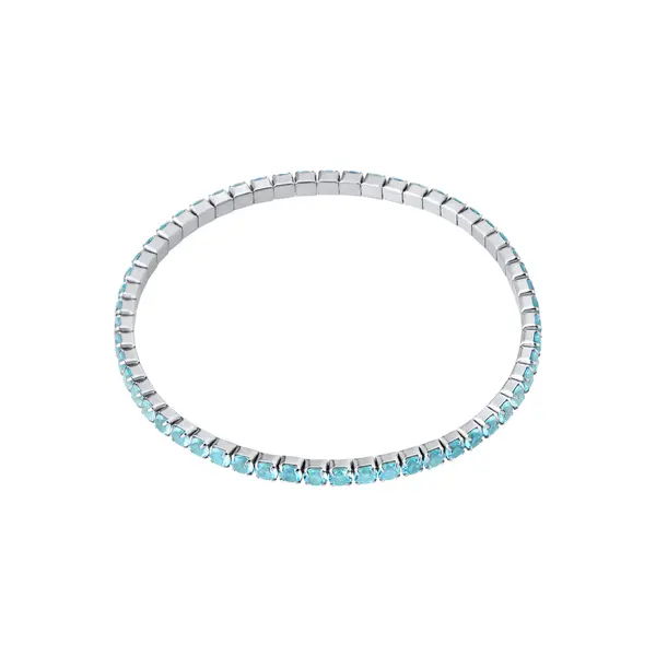 Bracelete Prata Rodinada Riviera Redonda Grande Azul