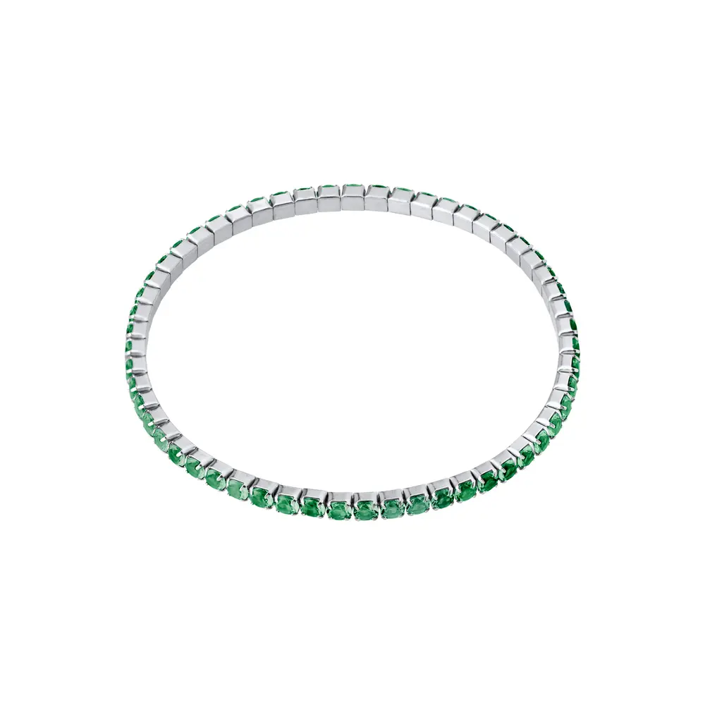 Bracelete Prata Rodinada Riviera Redonda Grande Verde