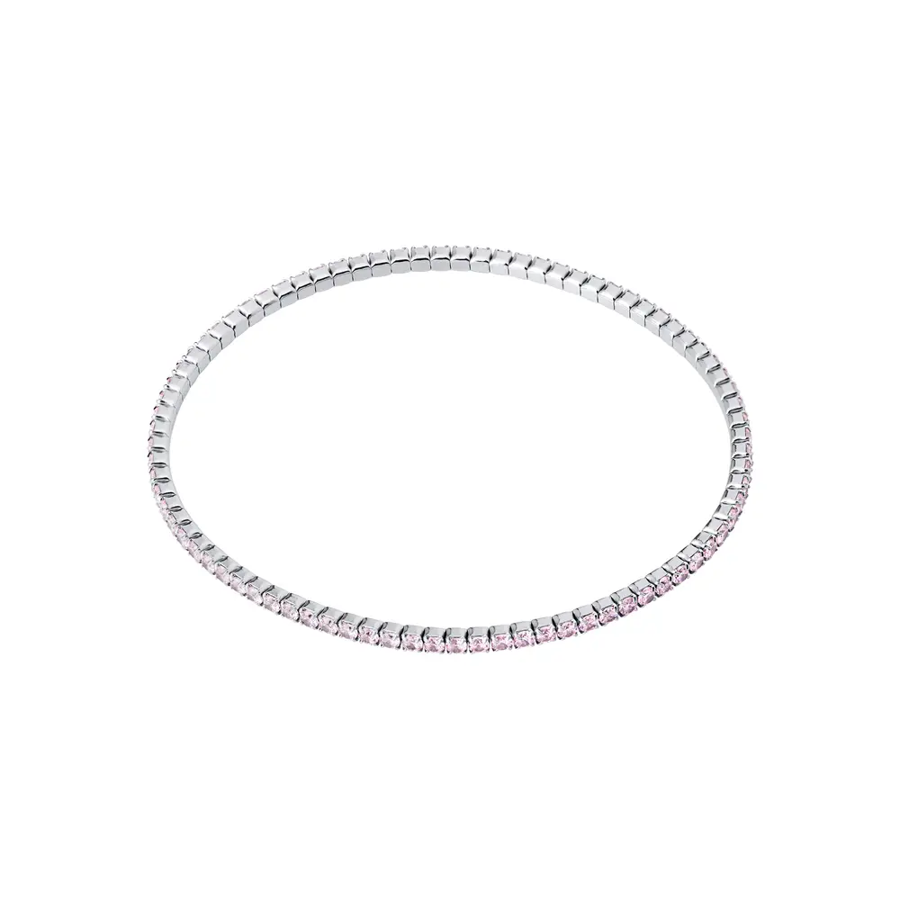 Bracelete Prata Rodinada Riviera Redonda PP Rosa Claro