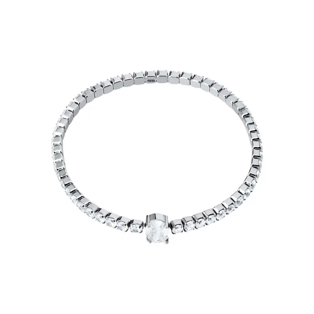 Bracelete Prata Rodinada Riviera Redondas e Zircônia Central