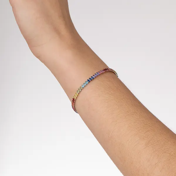 Bracelete Prata Rodinada Riviera Navete Média Colorida