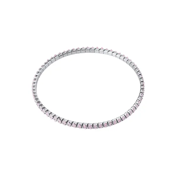 Bracelete Prata Rodinada Riviera Navete Média Rosa Claro