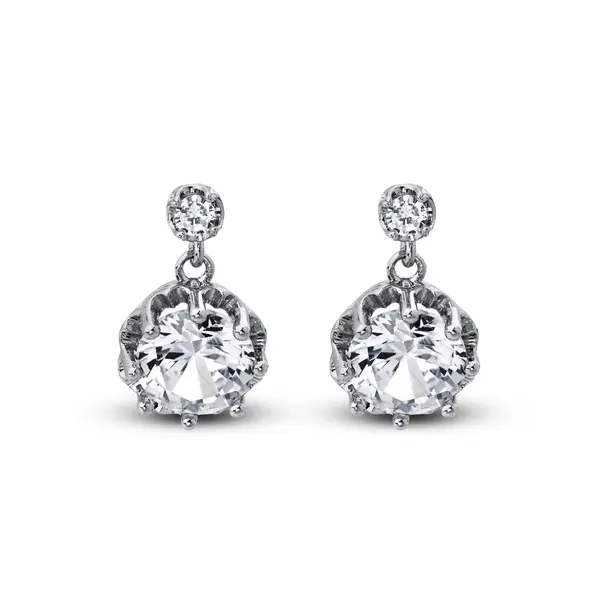 Brinco Banho de Ródio Flor Zircônia Redonda Média