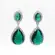 Brinco Banho de Ródio Gota Cravejada Grande Verde