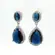 Brinco Banho de Ródio Gota Cravejada Grande Azul