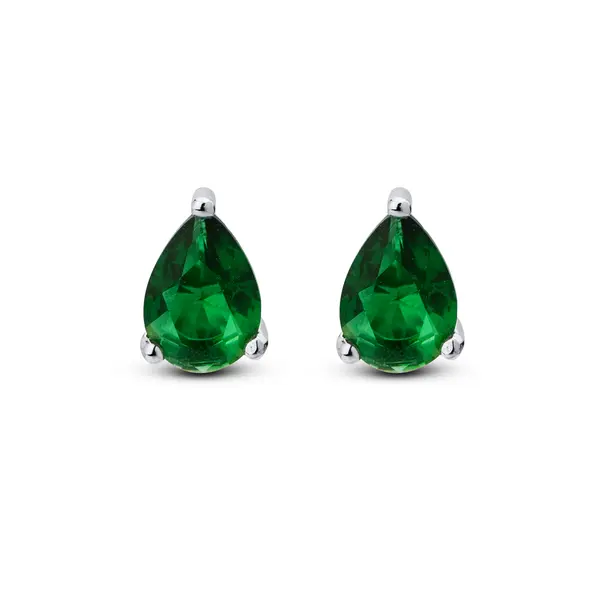 Brinco Prata Zircônia Gota Verde