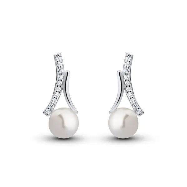 Brinco Prata Zircônias e Pérola