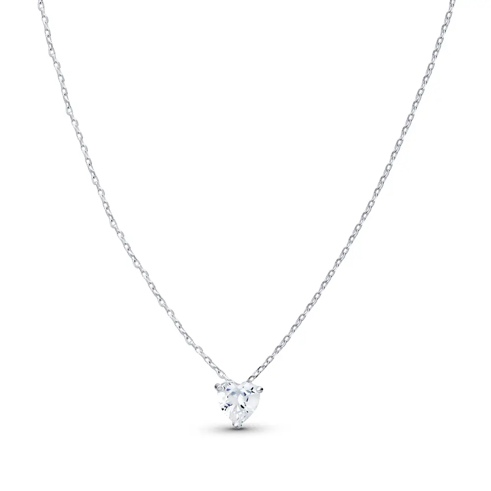 Gargantilha Prata Coração em Zircônias