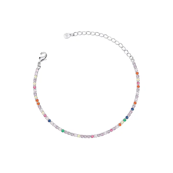 Pulseira Prata Leve Riviera Quadrada PP Coloridas