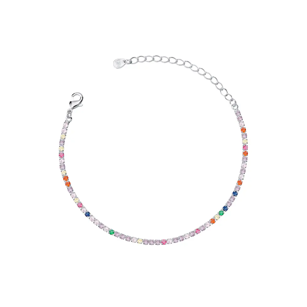 Pulseira Prata Leve Riviera Quadrada PP Coloridas