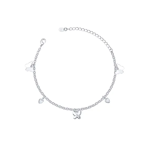 Pulseira Prata Leve Borboleta com Zircônia