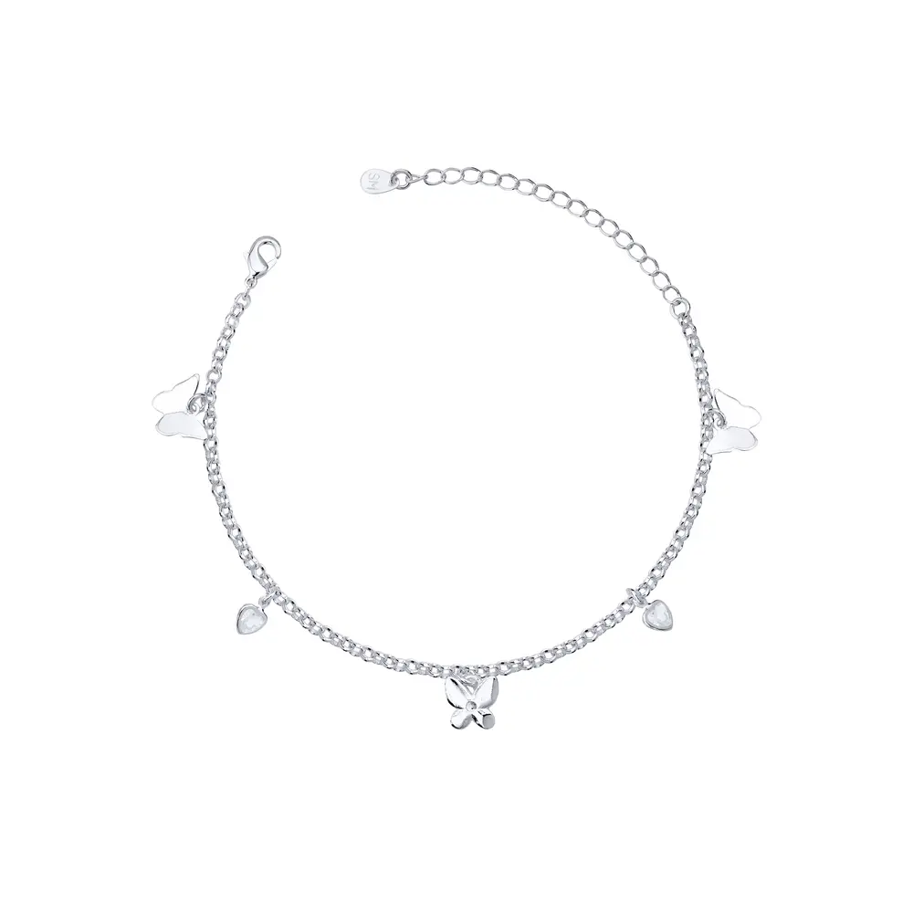 Pulseira Prata Leve Borboleta com Zircônia