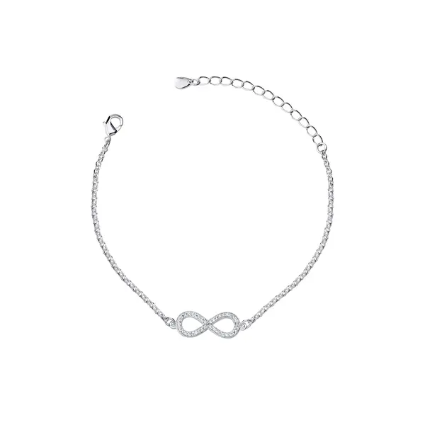 Pulseira Prata Leve Infinito Cravejado Elos Portugueses