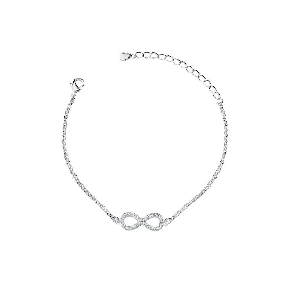 Pulseira Prata Leve Infinito Cravejado Elos Portugueses