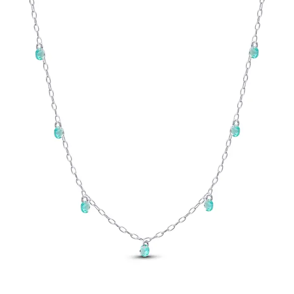 Gargantilha Prata Leve Zircônias Verdes