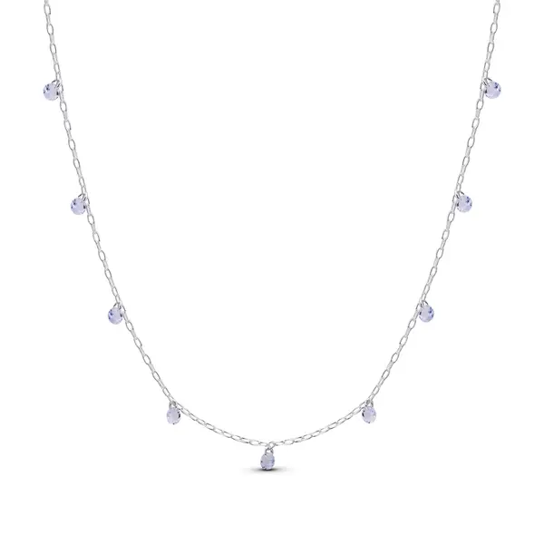 Gargantilha Prata Leve Zircônias Lilás