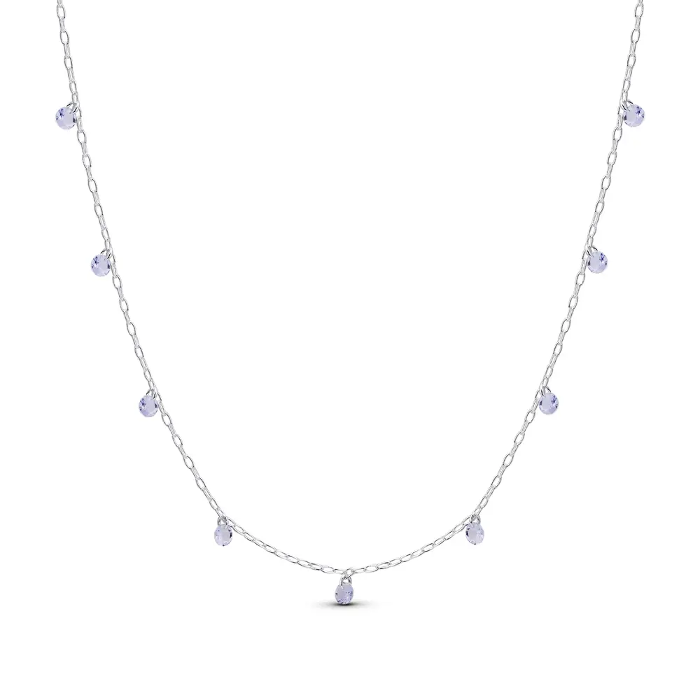 Gargantilha Prata Leve Zircônias Lilás