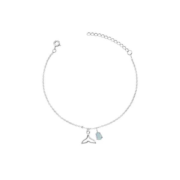Pulseira Prata Gota Zircônia e Cauda Sereia