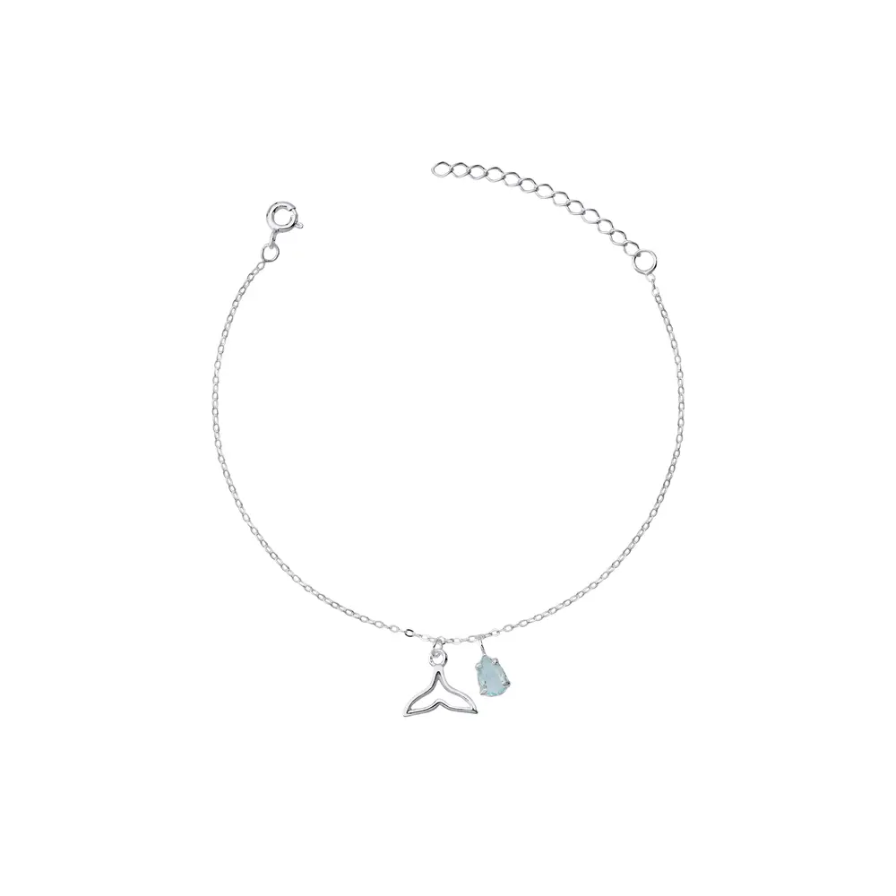 Pulseira Prata Gota Zircônia e Cauda Sereia