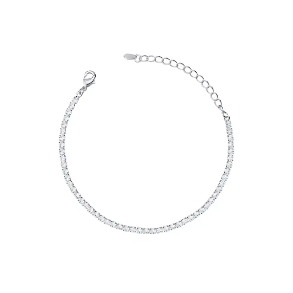 Pulseira Prata Leve Riviera Zircônias Quadradas P