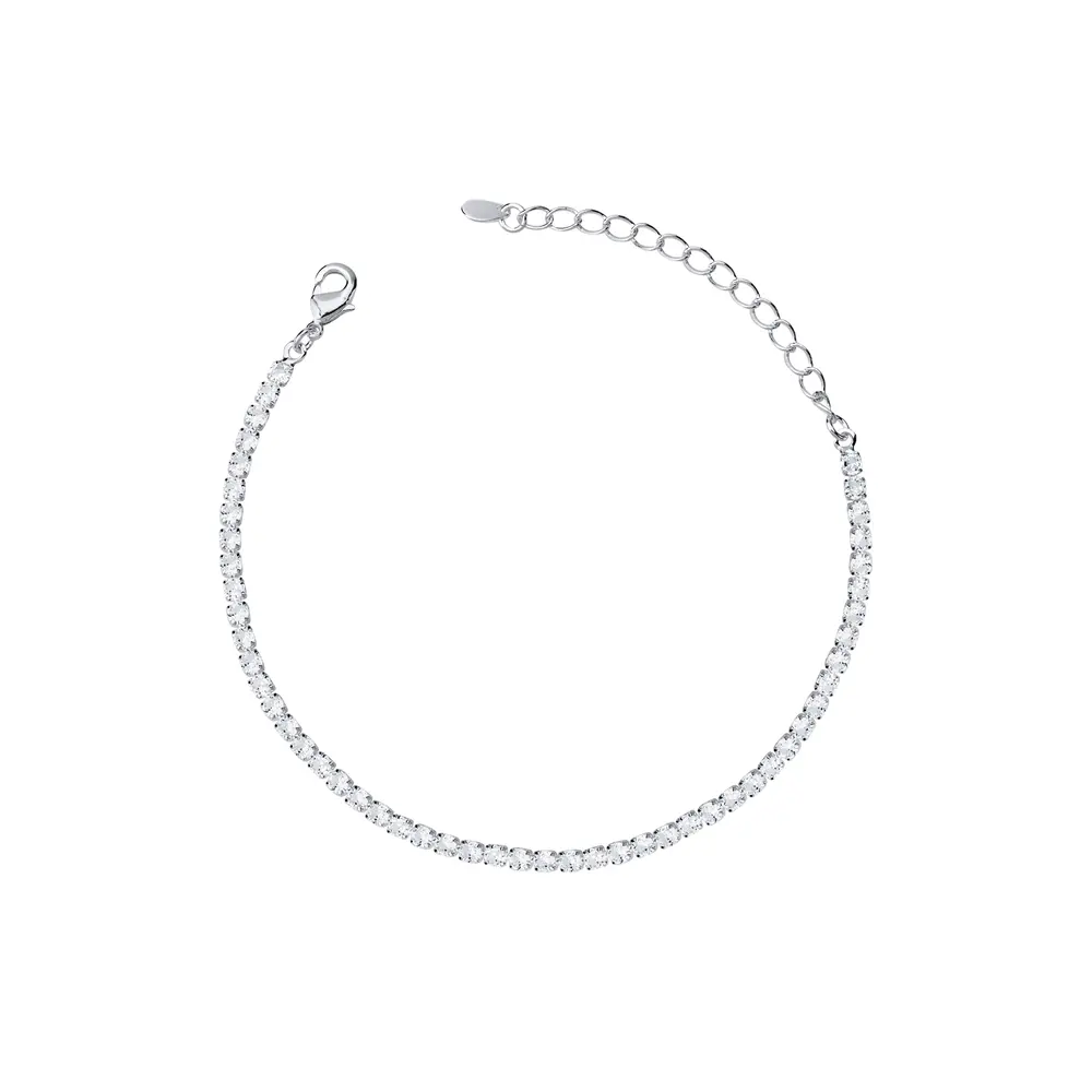 Pulseira Prata Leve Riviera Zircônias Quadradas P