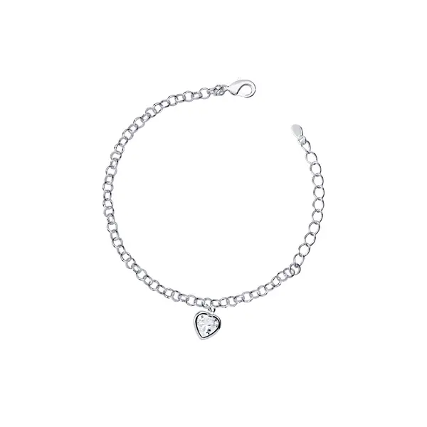 Pulseira Prata Leve Coração de Zircônia Grande